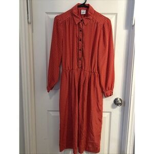 Vintage Petites By Willi‎ of California Secretary Long Sleeve Red Dress L